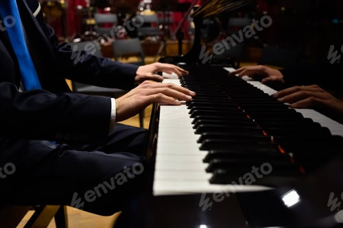 Preview: Male pianist playing classical music on a grand piano.