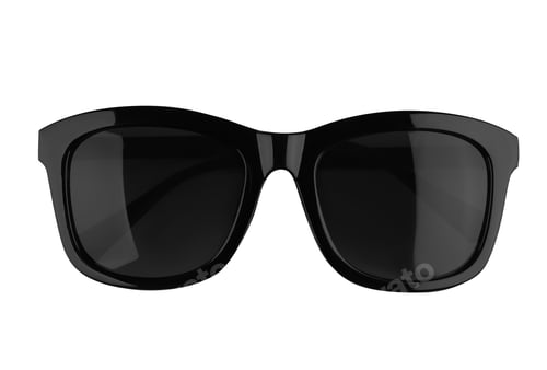 Preview: New stylish sunglasses isolated on white, top view