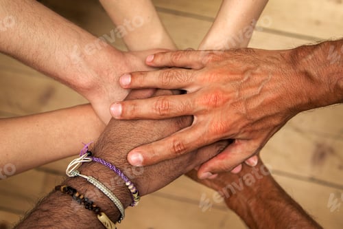 Preview: Group of hands holding together