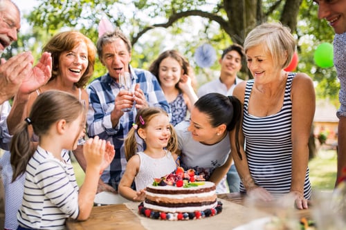 Preview: Family celebration or a garden party outside in the backyard.