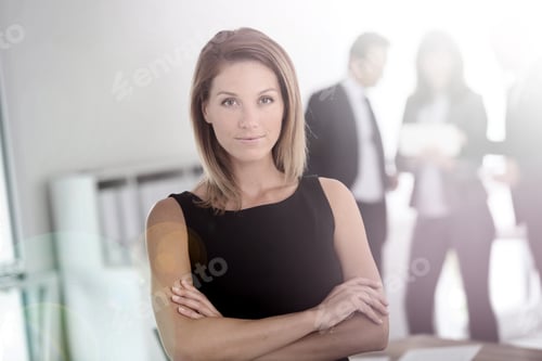 Preview: Portrait Of Attractive Businesswoman, People In Background
