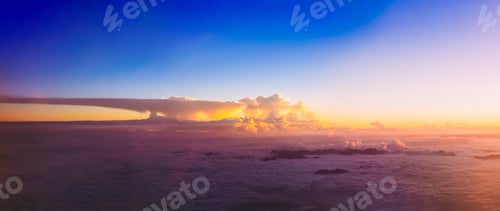 Preview: Beautiful panorama of sunset over mountains. Bright Blue, Orange
