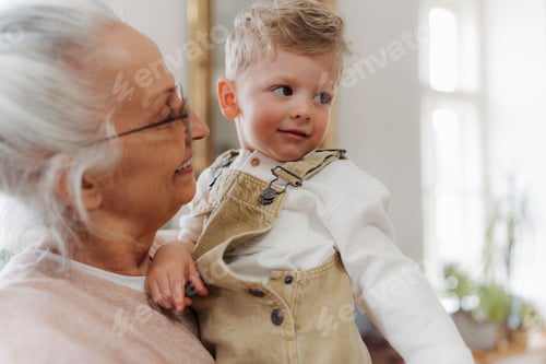 Preview: Senior woman spending time with her little grandson.