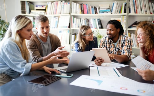 Preview: Happy creative team in office. Business, startup, design, people and teamwork concept