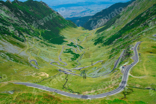 Preview: Aerial view of Transfagarasan road from Fagaras mountains Romania