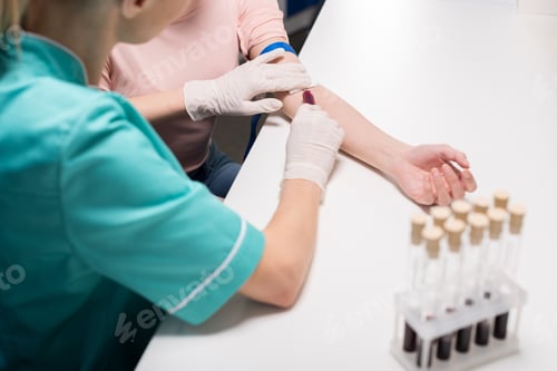 Preview: cropped shot of nurse doing blood test from vein of patient