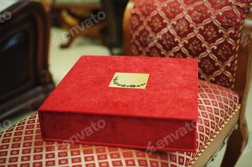 Preview: red textile wedding photo book album
