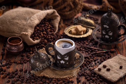 Preview: Coffee in metal Turkish traditional cup