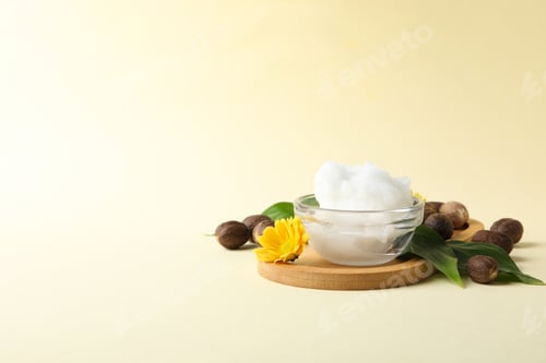 Preview: Concept of skin care cosmetics, Shea butter, space for text
