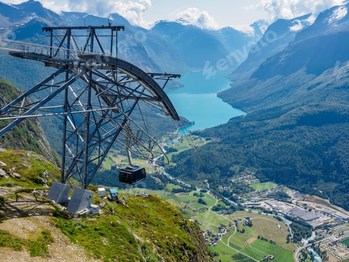 Preview: Oldenvatnet lake from Mount Hoven skylift top, Norway