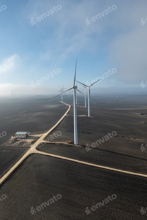 Preview: vertical aerial view of a wind farm in Andalusia