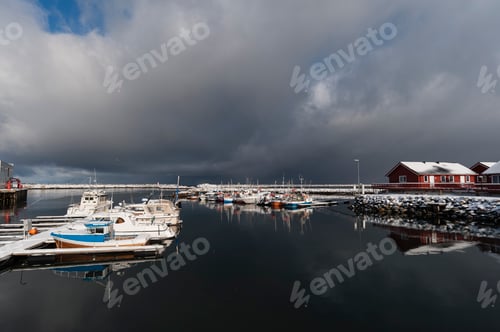 Preview: Storm clouds over waterfront at Andenes, Vesteralen Islands, Norway
