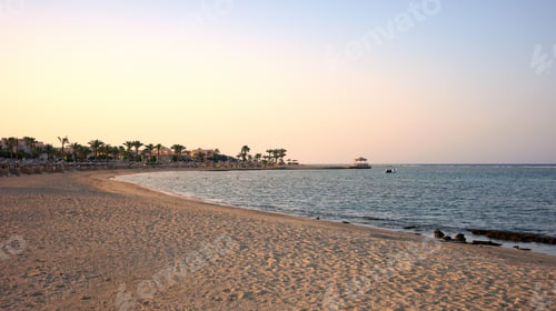 Preview: Empty beach at sunset, Marsa Alam, Egypt.