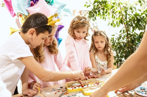 Preview: mosaic puzzle art for kids, children's creative game.