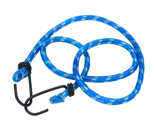 Preview: Blue Bungee Cord with Black Hooks on White