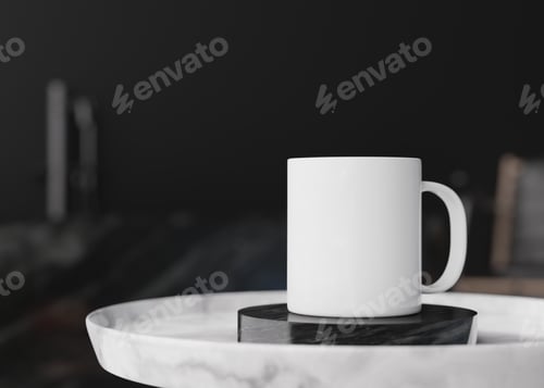 Preview: White mug mock up. Blank template for your design, advertising, logo. Close-up view.