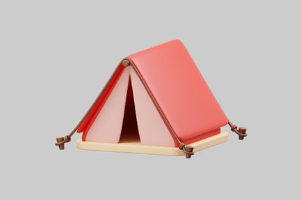 Preview: Triangular pink tent on a light yellow platform.