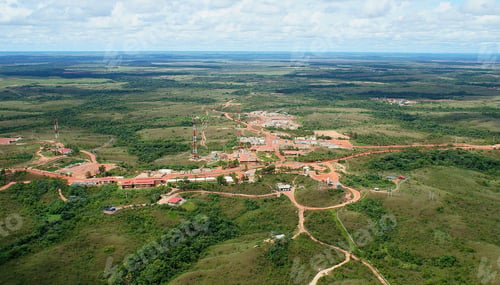 Preview: Aerial shot of modern factories in an industrial area in the daylight.