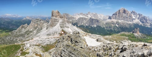 Preview: Views of Dolomite mountains from Nuvolau mountain hut, Dolomites, Italy