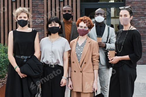 Preview: Business Team In Masks Portrait