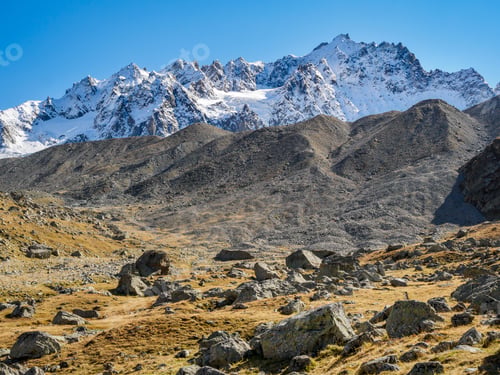 Preview: Mountain views on the way to Arsine lakes and glacier, Ecrins national park, France