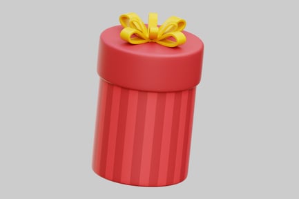Preview: Wrapped Red Gift With Yellow Bow