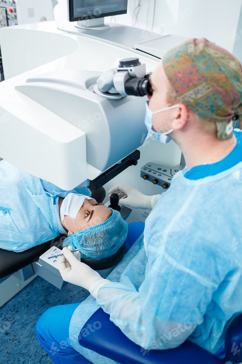 Preview: Medical laser eye correction. Medicine technology eye operation.