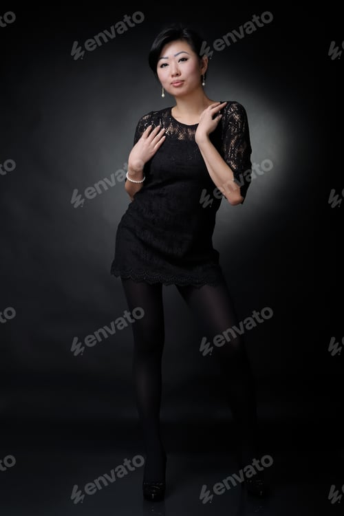Preview: Asian Woman In Black Dress