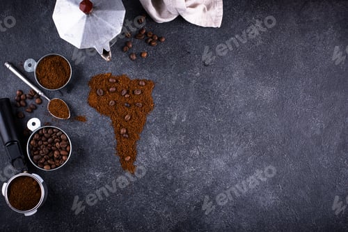 Preview: Grounded coffee and beans from South America