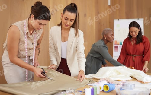Preview: With teamwork we can accomplish any goal. Shot of a group of female designers working in an office.