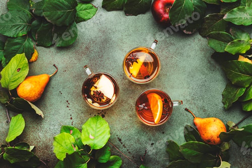 Preview: Mulled Cider glass cups: apple, pear and orange flavored hot cider with spices.