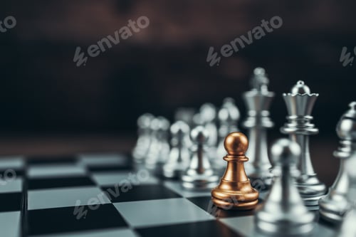 Preview: chess piece on chess board game for ideas, challenge, leadership, strategy, business, success
