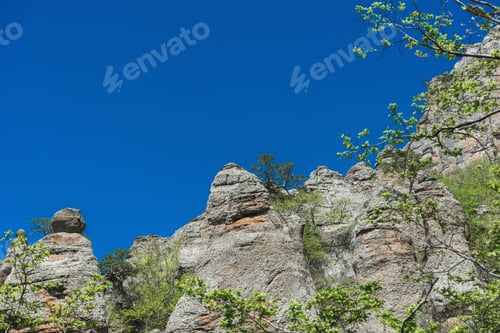 Preview: Mountain Landscape- Springtime Mystical Nature. Journey Through Roads And Stone- Hiking Pathways.