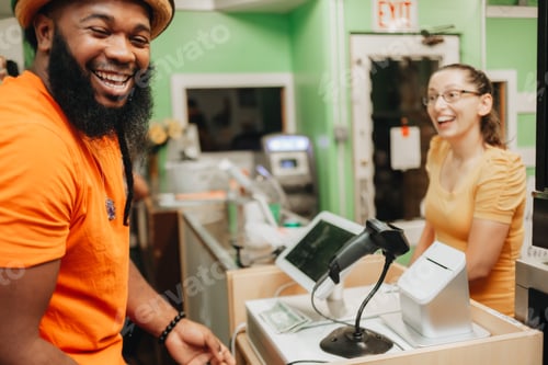 Preview: Young millennial woman shopping at a local small black owned business, convenience store