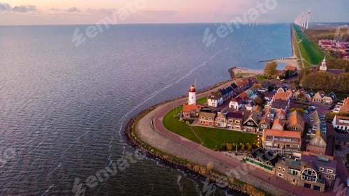 Preview: Lighthhouse of Urk Netherlands during sunset in the Netherlands