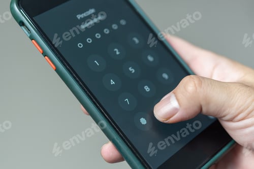 Preview: Hacking mobile phone with a password to access a smartphone, security threats online Phone lock code