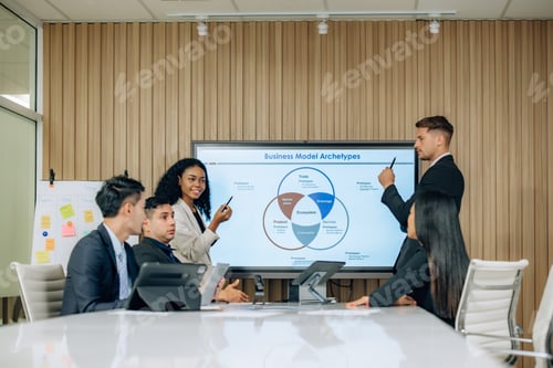 Preview: Diverse team innovates for sales KPIs via collaborative brainstorming to develop business models.