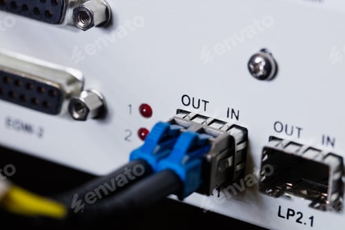 Preview: Close-Up Of Patch Cable Connected In Socket At Server Room