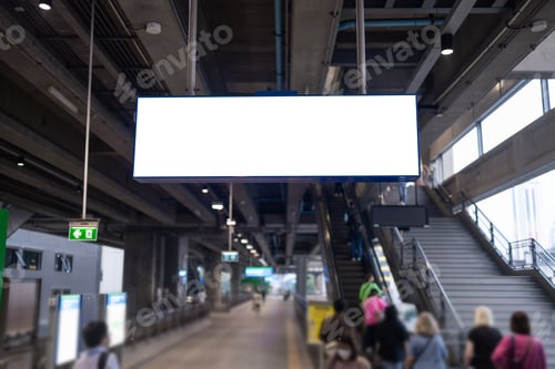 Preview: Blank advertising billboard with white in public, Empty white screen panel, sign board.