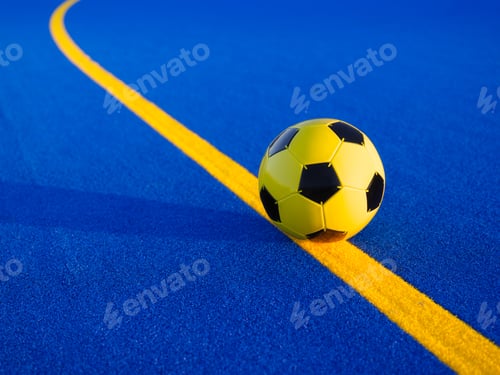 Preview: Soccer ball and dividing lines on the field. Football. Active sports. Team sports.