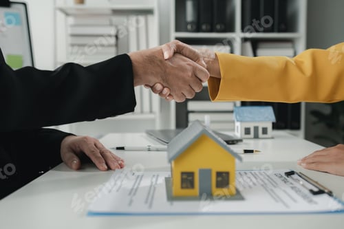 Preview: Sales staff discuss home details with customers before agreeing to sign a sales contract, buying and