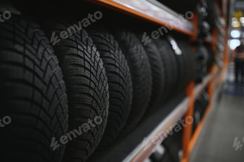 Preview: Car tires at warehouse in tire store