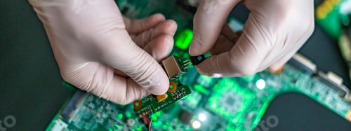 Preview: scientist assemble the modern technology gadget pieces in the laboratory f