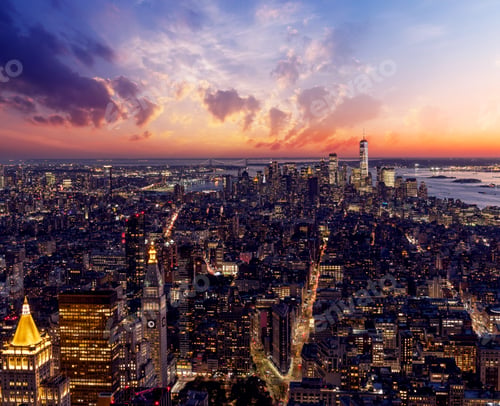 Preview: NYC skyline at sunset from Empire State Building