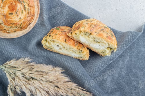 Preview: Sliced and whole sour gogals on tablecloth on marble background