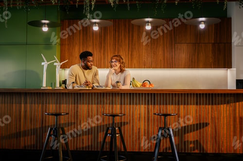Preview: Interracial colleagues collaborating on renewable energy technology.