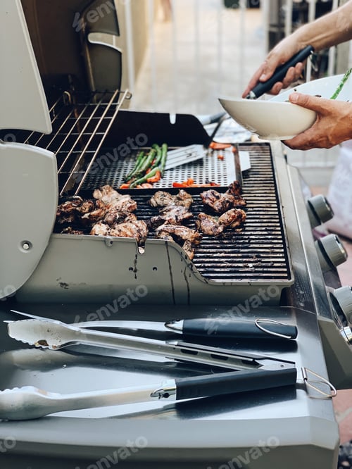 Preview: BBQing up some delicious grilled chicken and asparagus in the backyard