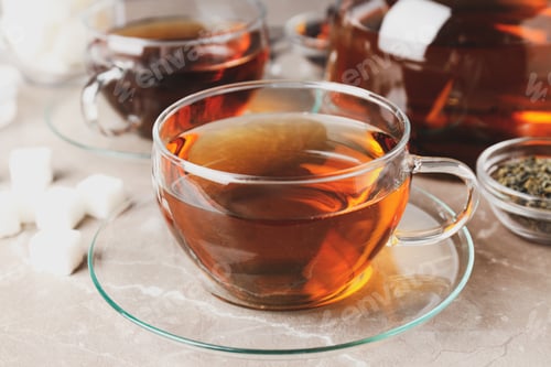 Preview: Concept of hot drink with tea, close up