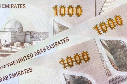 Preview: New UAE banknotes banknotes of one thousand, paper money closeup