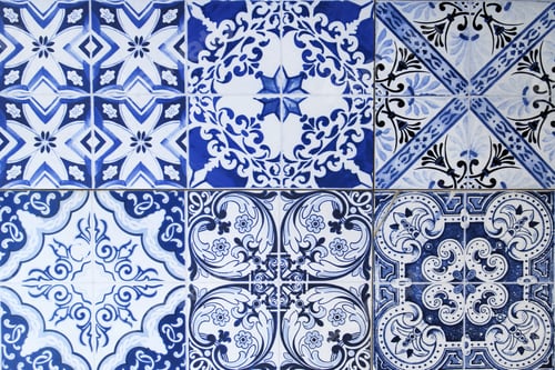 Preview: A wall from colorful ceramic tiles for background.
